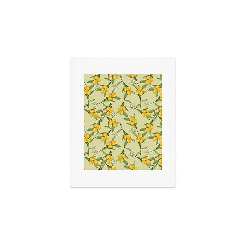 Lemons and white flowers Art Print Gallery Image 1