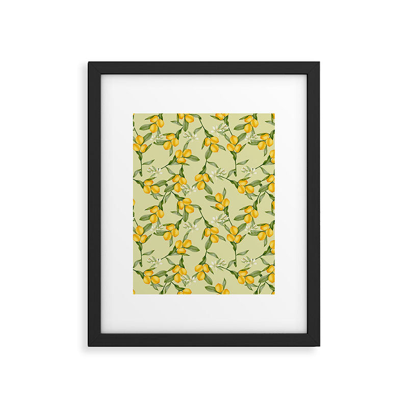Lemons and white flowers Framed Art Print Gallery Image 6