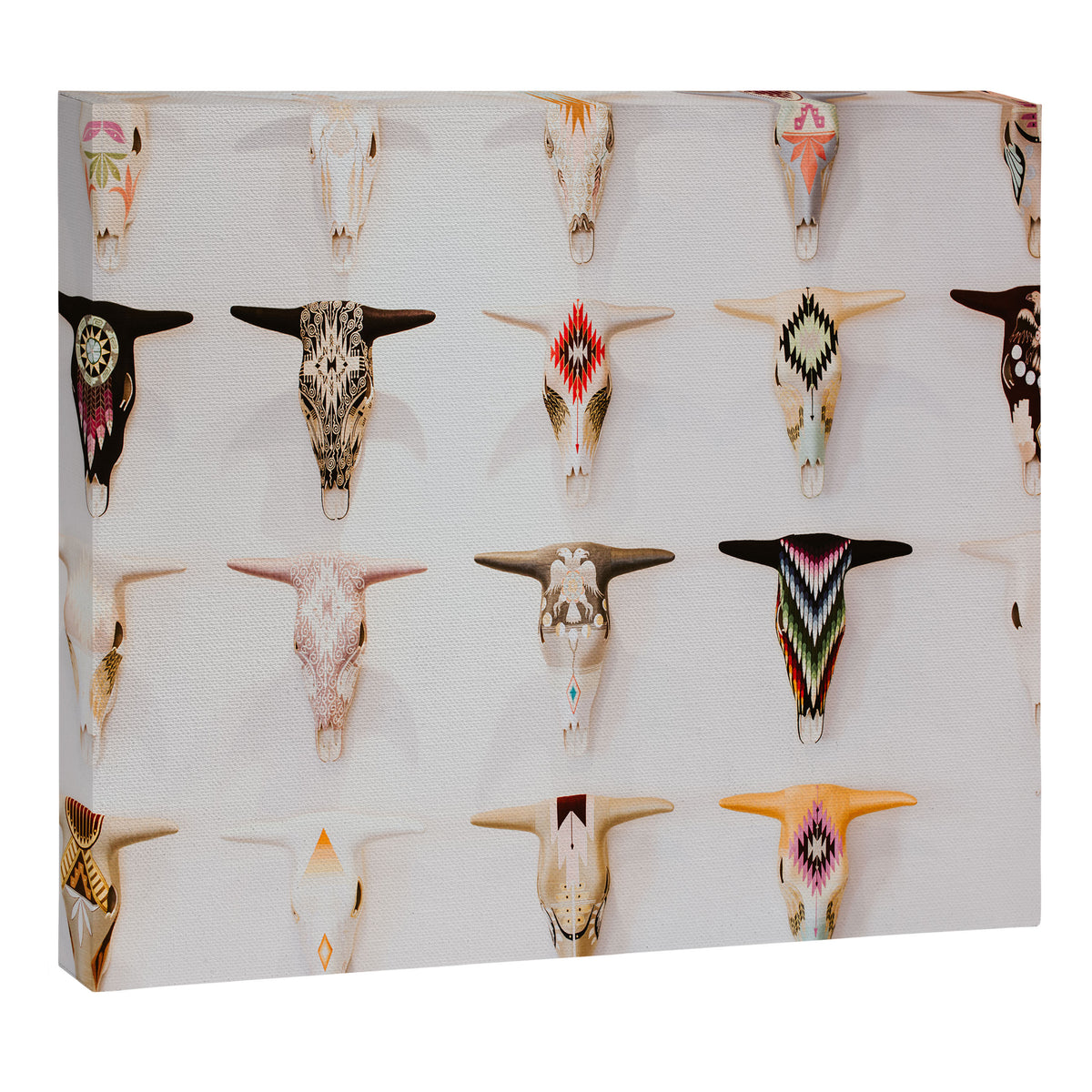 Bull Skulls - Mexican Folk Art Canvas Print Gallery Image 6