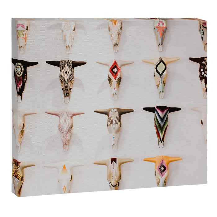 Bull Skulls - Mexican Folk Art Canvas Print Gallery Image 1