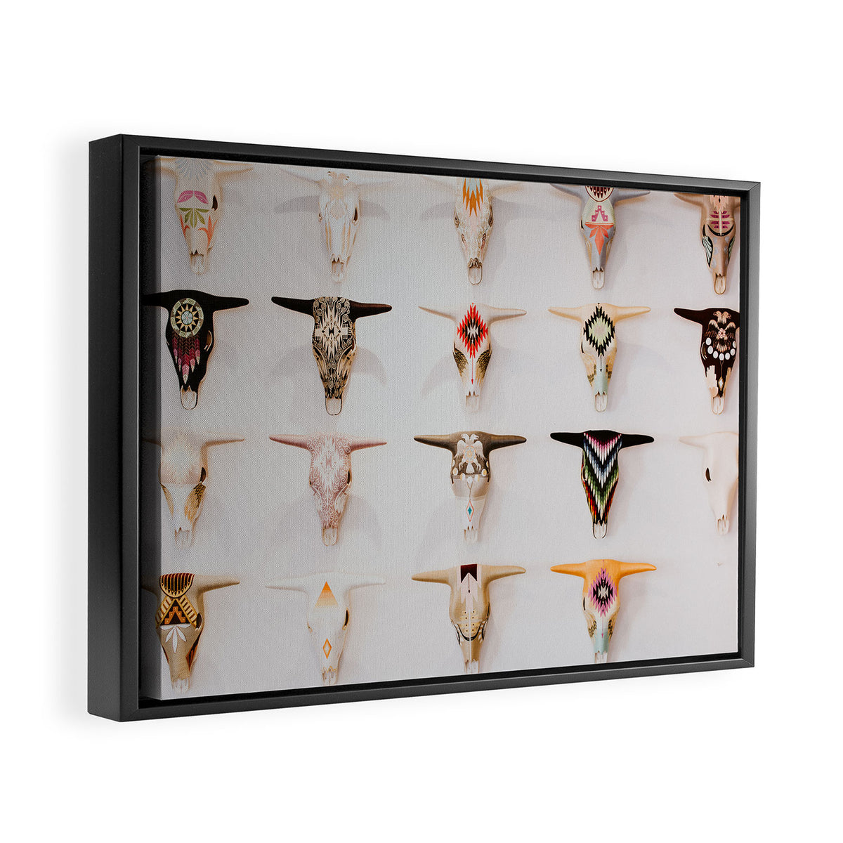 Bull Skulls - Mexican Folk Art Framed Canvas Print Gallery Image 2
