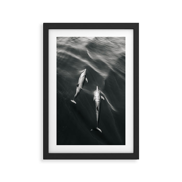Dolphins II - BW Framed Art Print Gallery Image 1