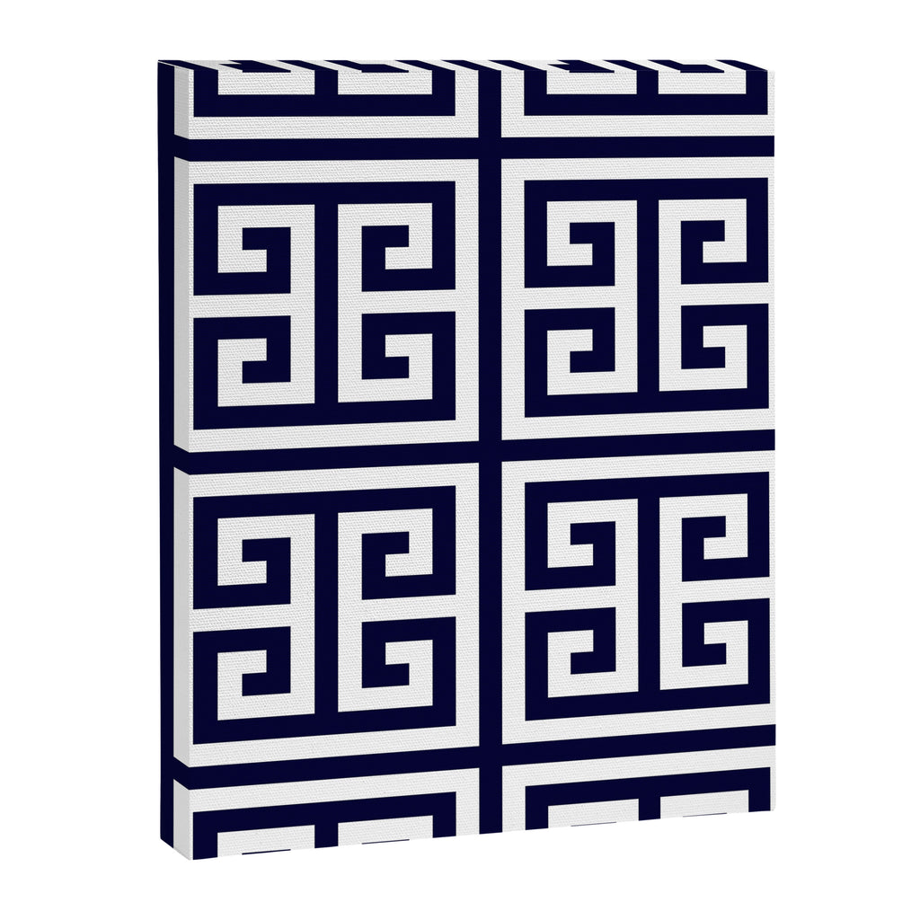 Greek Key Patten White And Navy Blue Canvas Print Gallery Image 8