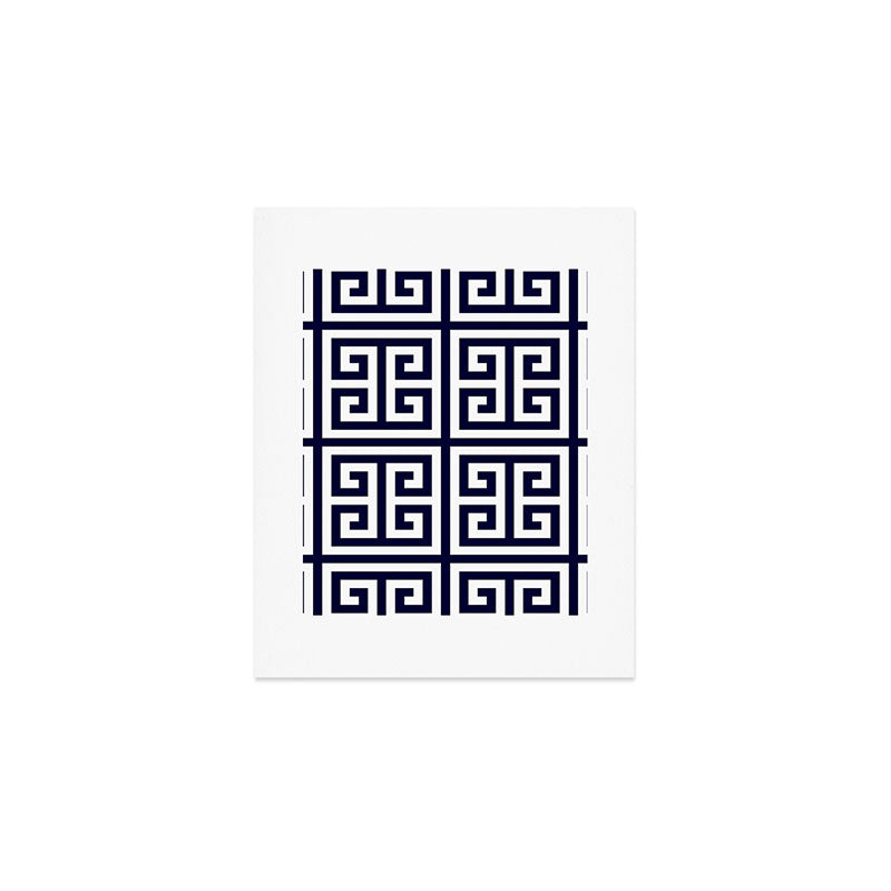 Greek Key Patten White And Navy Blue Art Print Gallery Image 1
