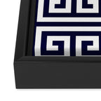 Greek Key Patten White And Navy Blue Framed Canvas Print Gallery Image 3