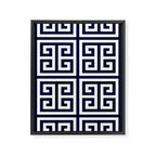 Greek Key Patten White And Navy Blue Framed Canvas Print Gallery Image 8