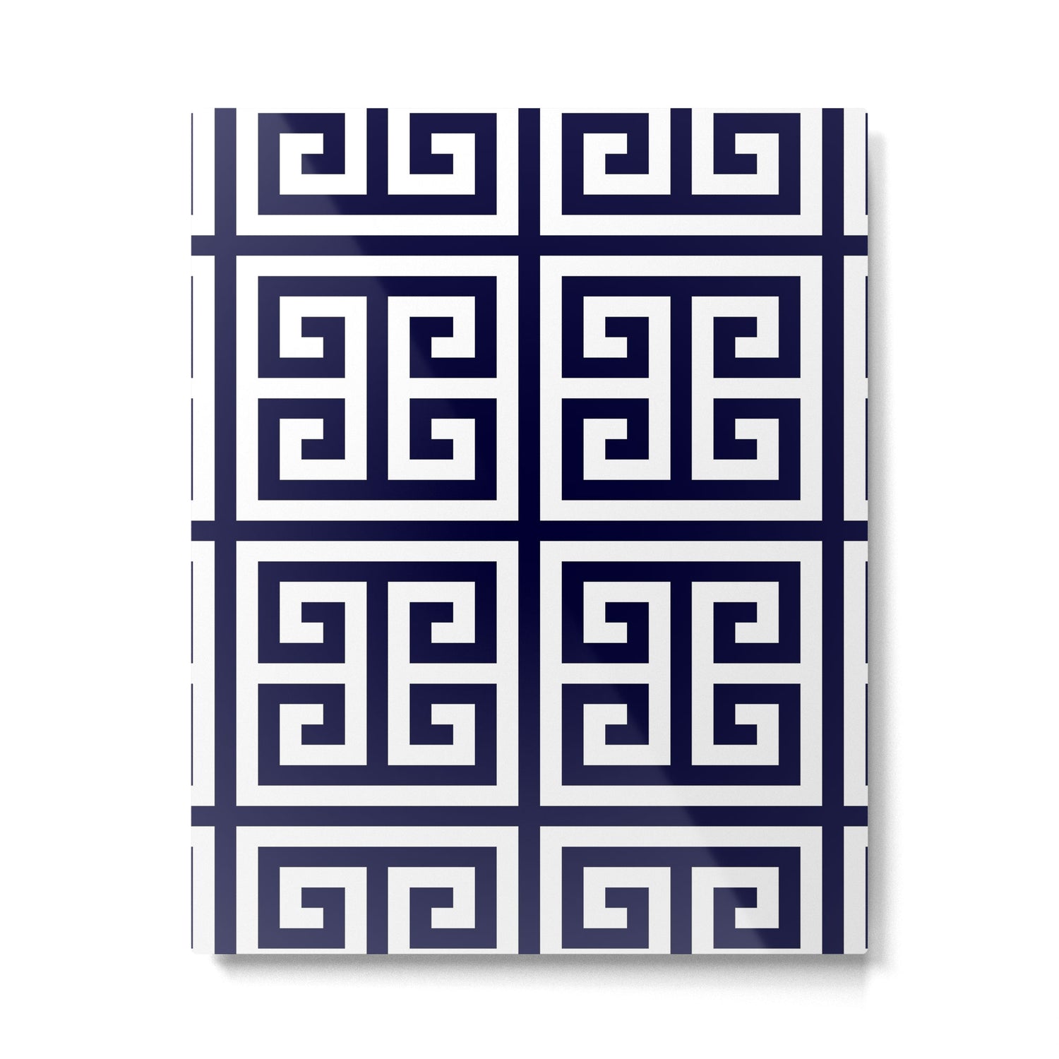 Greek Key Patten White And Navy Blue Metal Print Gallery Image 6