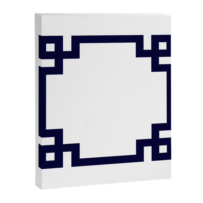 Greek Key Square Navy Blue On White Canvas Print Gallery Image 1