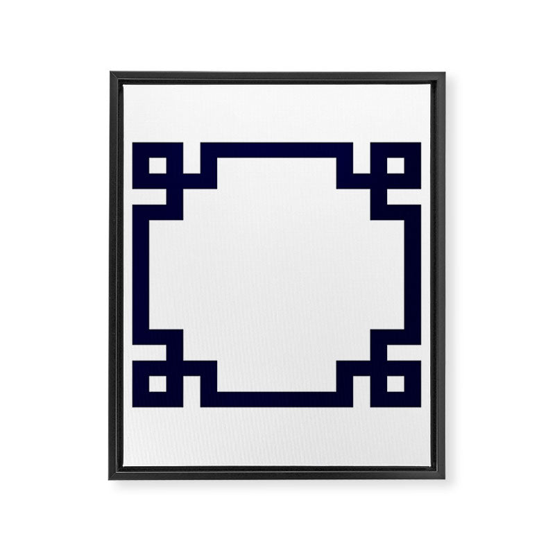 Greek Key Square Navy Blue On White Framed Canvas Print Gallery Image 8