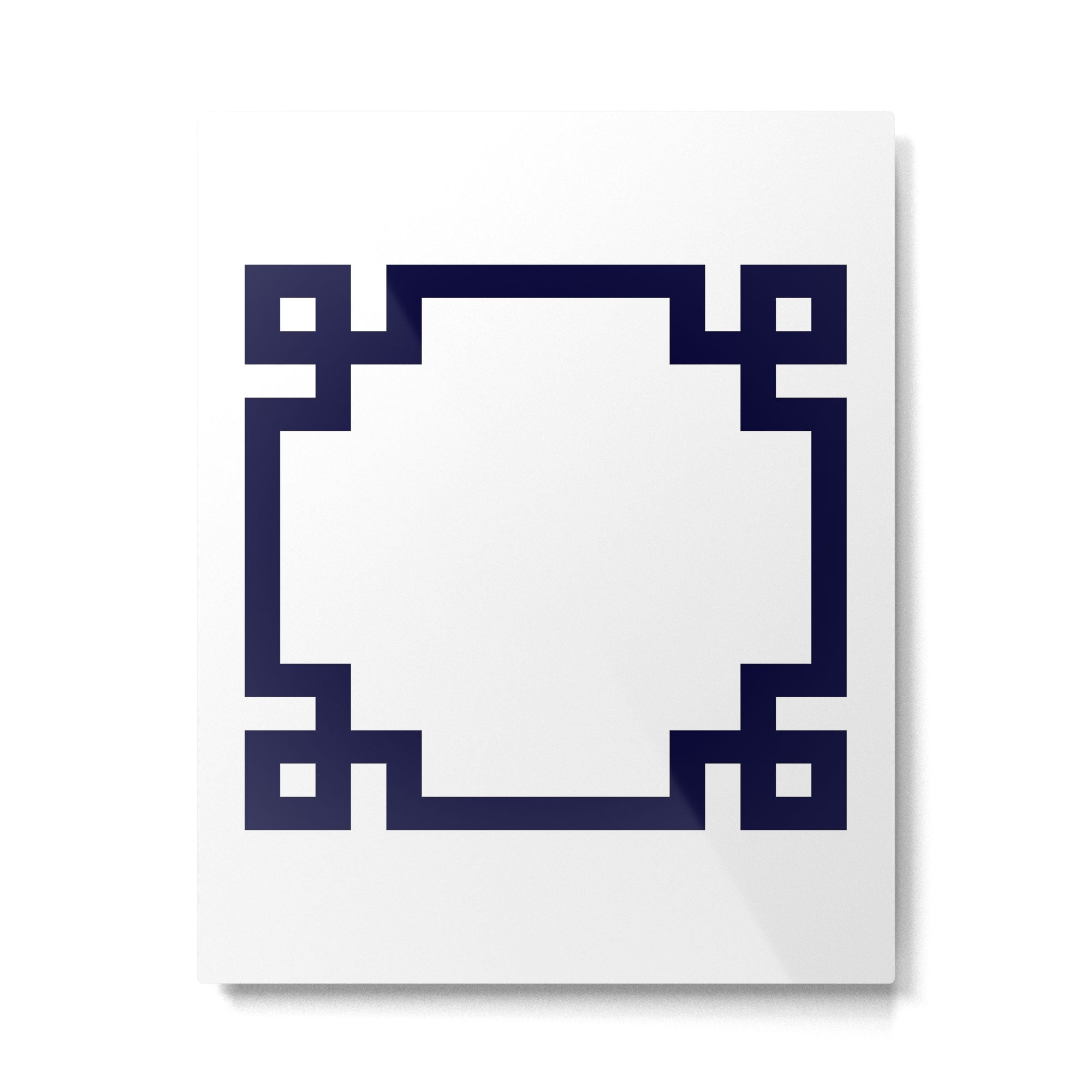 Greek Key Square Navy Blue On White Metal Print Gallery Image 6