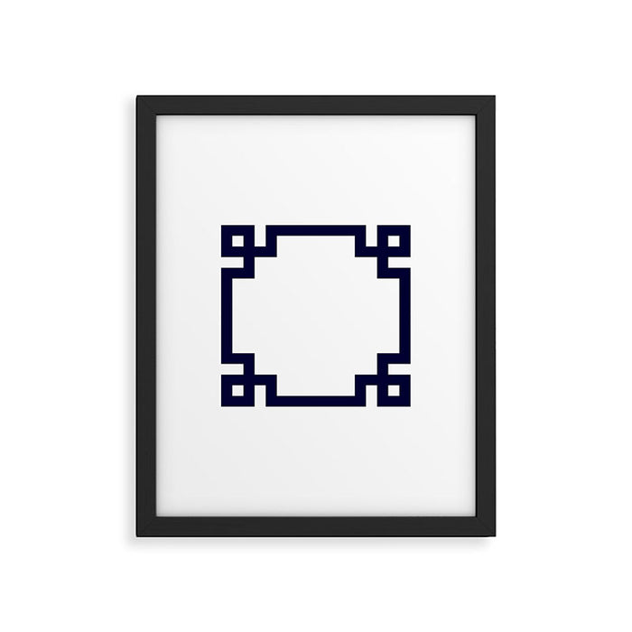 Greek Key Square Navy Blue On White Framed Art Print Gallery Image 1