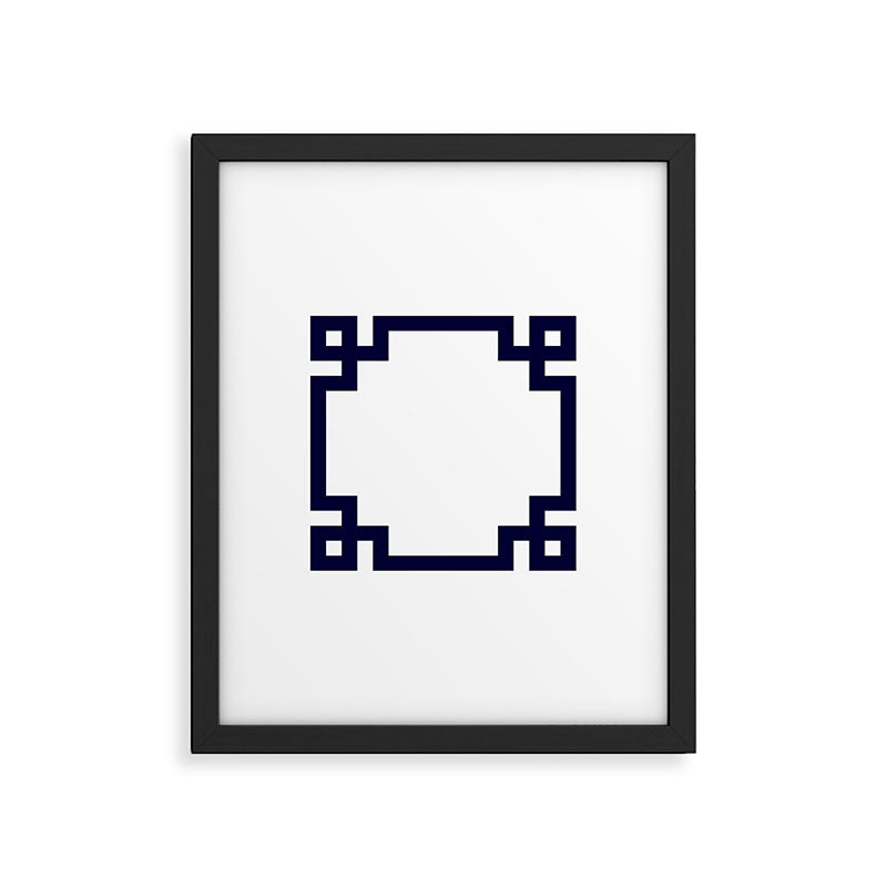 Greek Key Square Navy Blue On White Framed Art Print Gallery Image 6