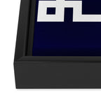 Greek Key Square White On Navy Blue Framed Canvas Print Gallery Image 3