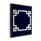 Greek Key Square White On Navy Blue Framed Canvas Print Gallery Image 2