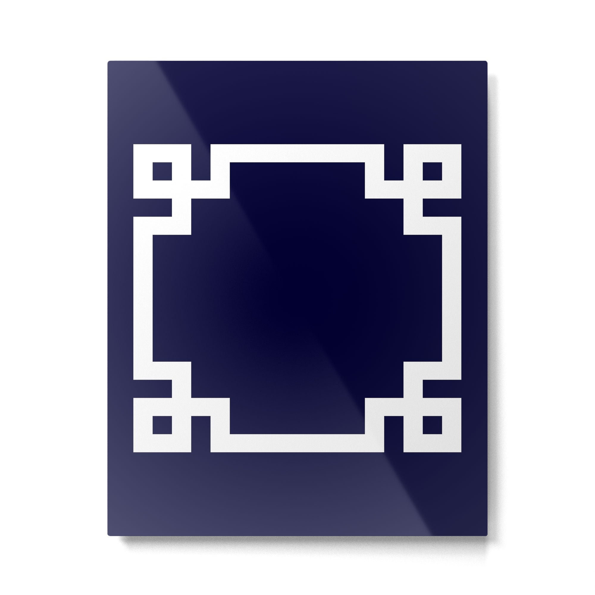 Greek Key Square White On Navy Blue Metal Print Gallery Image 6