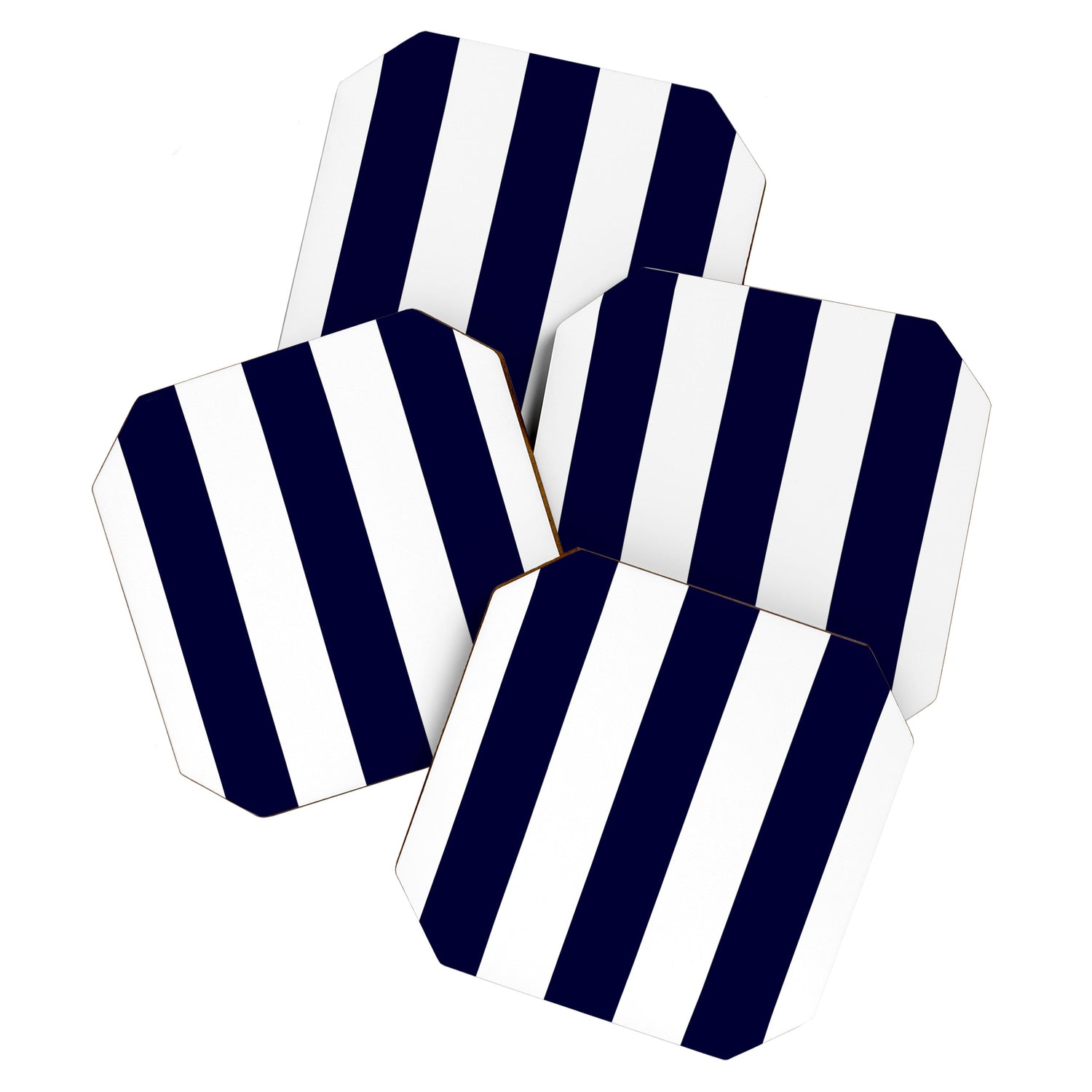 Navy Blue And White Stripes Coaster Gallery Image 1