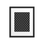 White Moroccan Quatrefoil On Darkest Black Framed Art Print Gallery Image 6