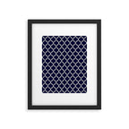 White Moroccan Quatrefoil On Navy Blue Framed Art Print Gallery Image 6