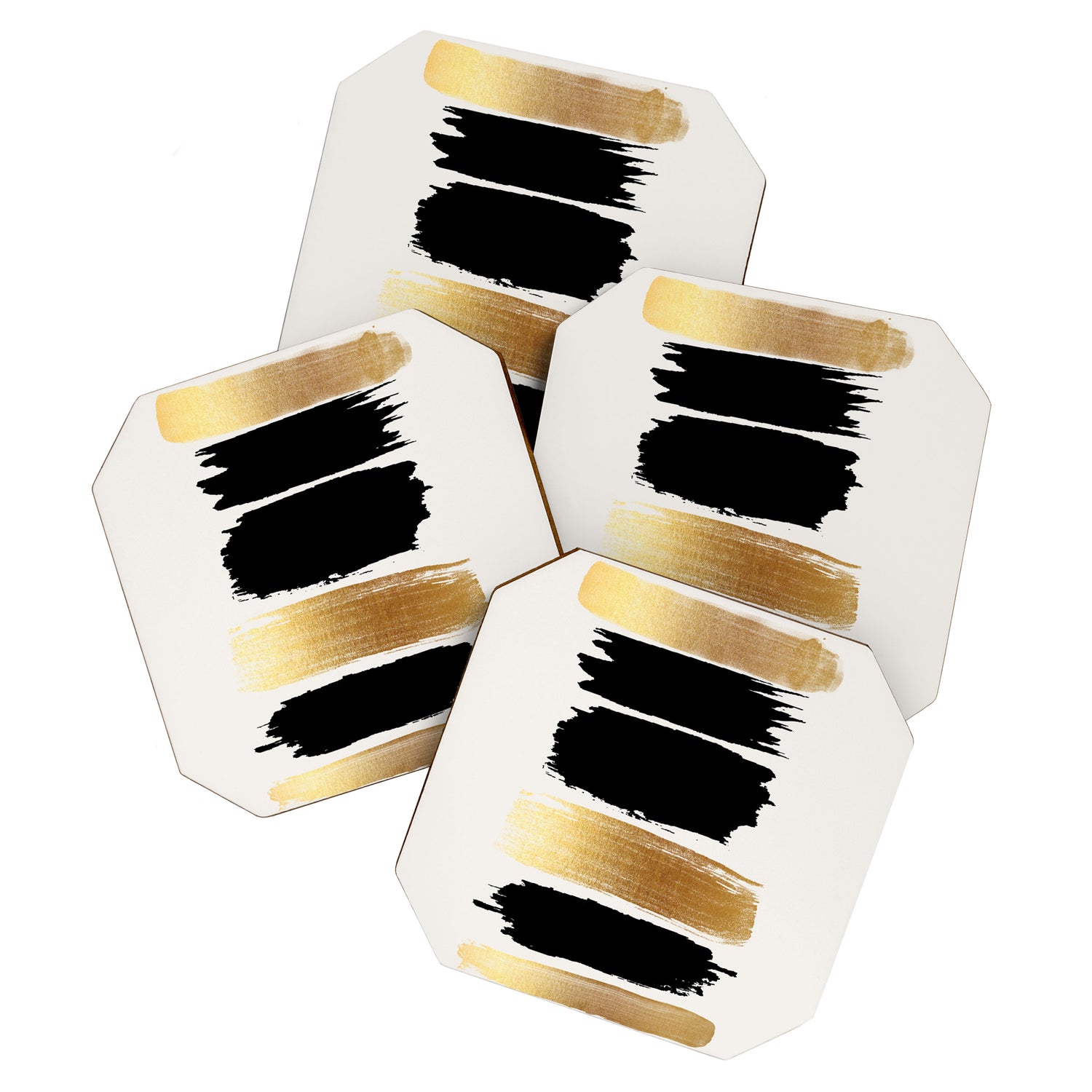 Brush Strokes (Black/Gold) Coaster Gallery Image 1