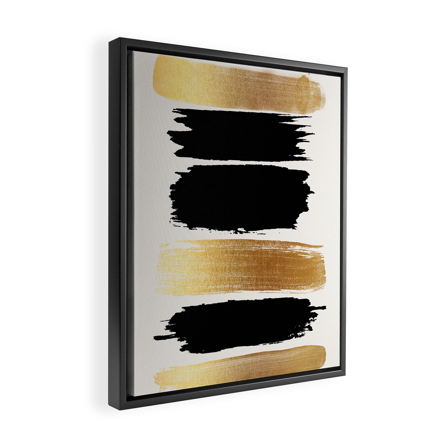 Brush Strokes (Black/Gold) Framed Canvas Print Gallery Image 2