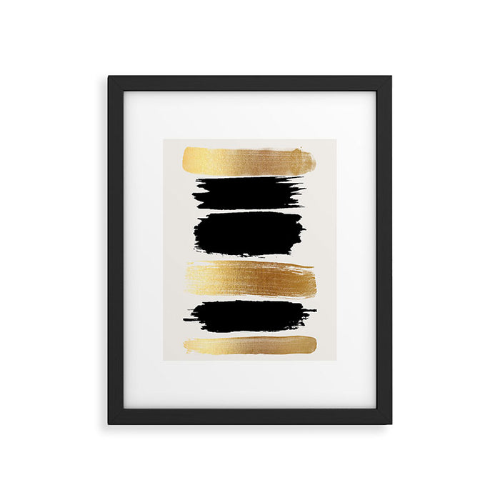 Brush Strokes (Black/Gold) Framed Art Print Gallery Image 1