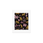 Beautiful Leopard & Pink Leaf Pattern Art Print Gallery Image 1