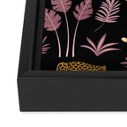 Beautiful Leopard & Pink Leaf Pattern Framed Canvas Print Gallery Image 3