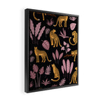 Beautiful Leopard & Pink Leaf Pattern Framed Canvas Print Gallery Image 2