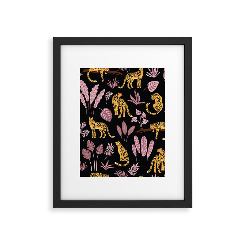 Beautiful Leopard & Pink Leaf Pattern Framed Art Print Gallery Image 6