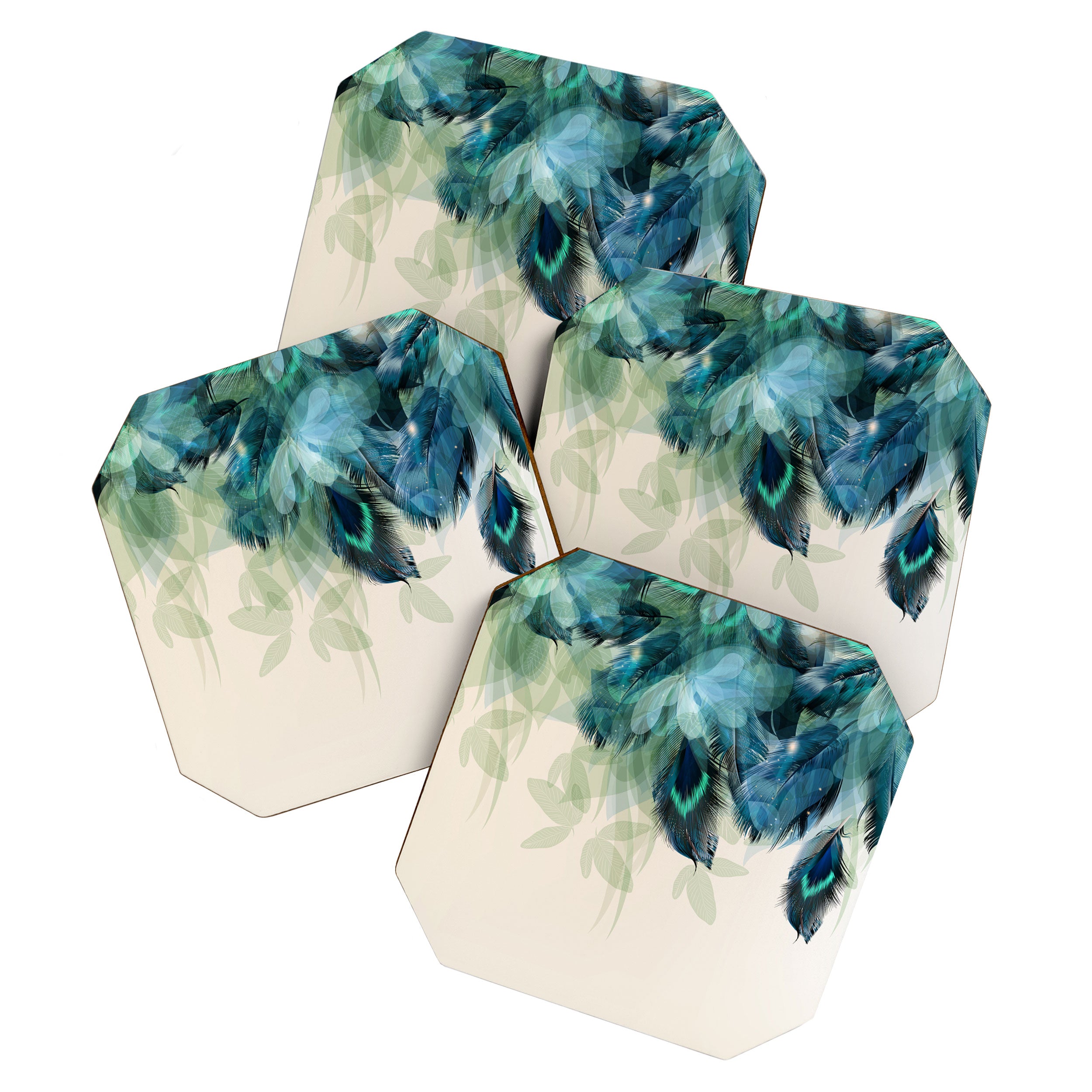 Beautiful Peacock Feathers Coaster Gallery Image 1