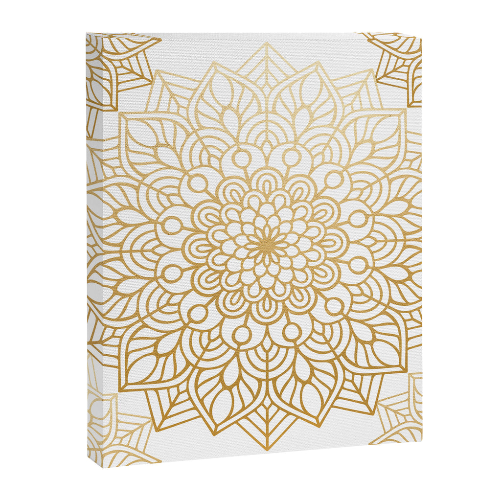 Beautiful White & Gold Mandala Pattern Canvas Print Gallery Image 8
