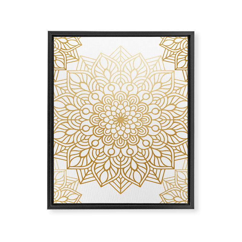 Beautiful White & Gold Mandala Pattern Framed Canvas Print Gallery Image 8