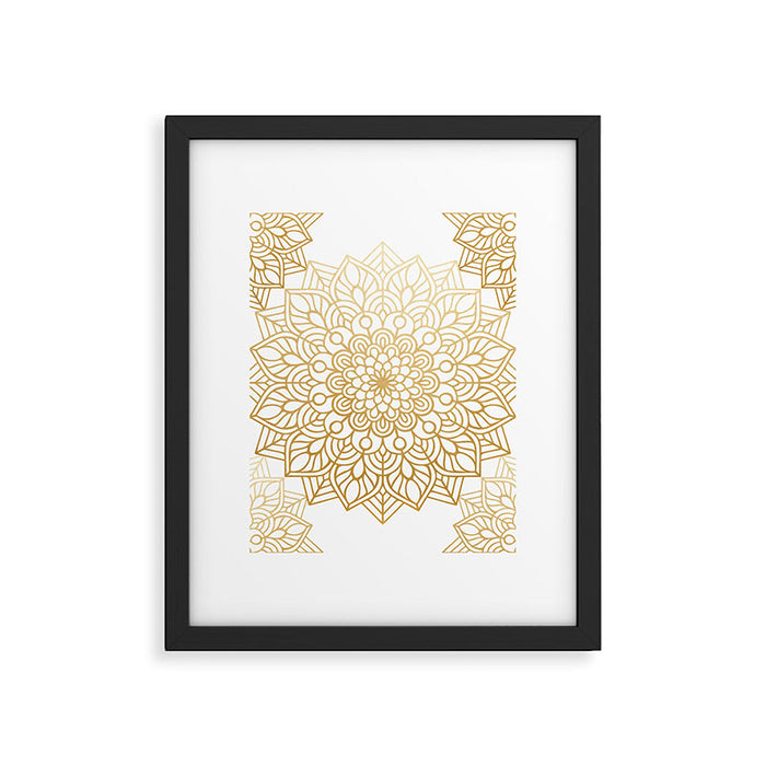 Beautiful White & Gold Mandala Pattern Framed Art Print Gallery Image 1