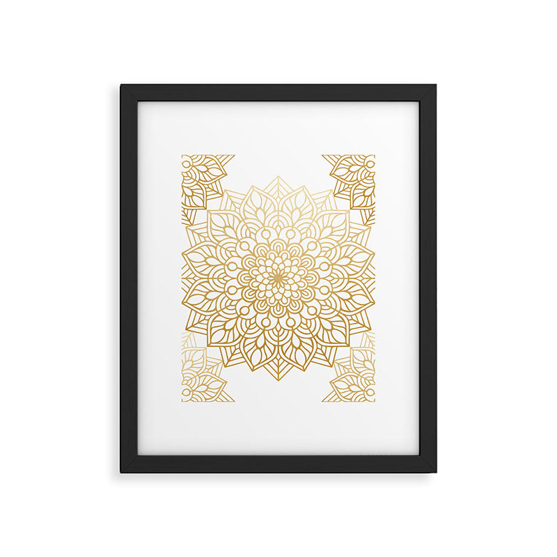 Beautiful White & Gold Mandala Pattern Framed Art Print Gallery Image 6
