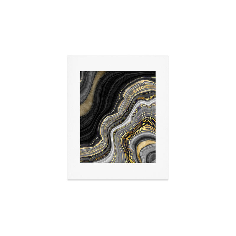 Black & Gold Agate Stone Art Print Gallery Image 1
