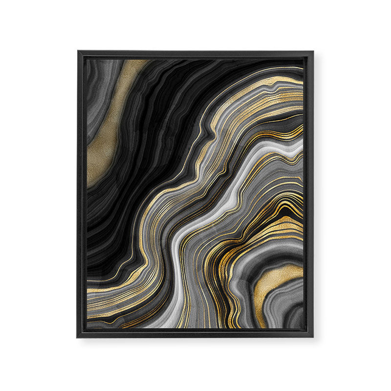 Black & Gold Agate Stone Framed Canvas Print Gallery Image 8