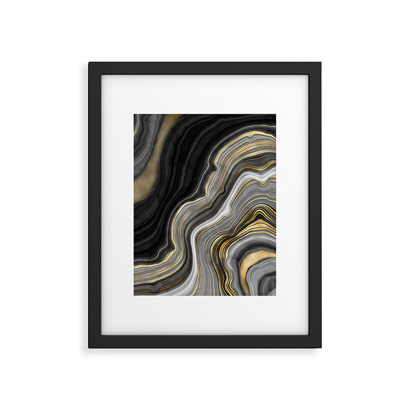 Black & Gold Agate Stone Framed Art Print Gallery Image 6