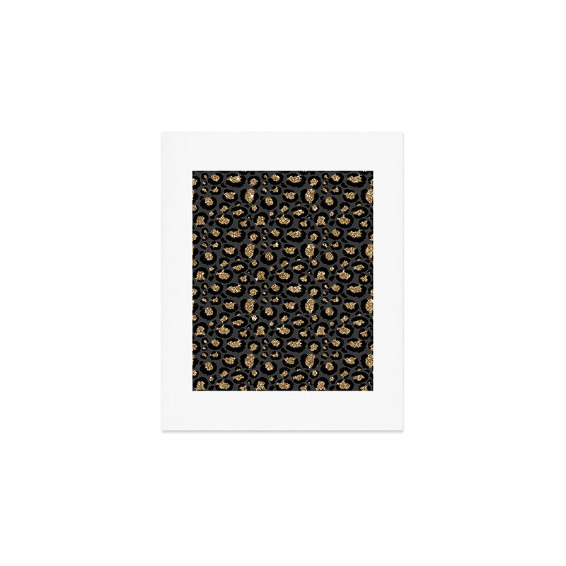 Black Gold Leopard Print Pattern Art Print Gallery Image 1