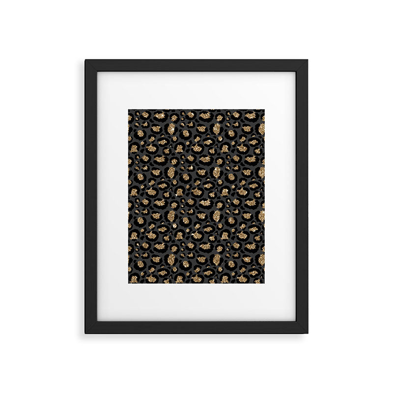 Black Gold Leopard Print Pattern Framed Art Print Gallery Image 6