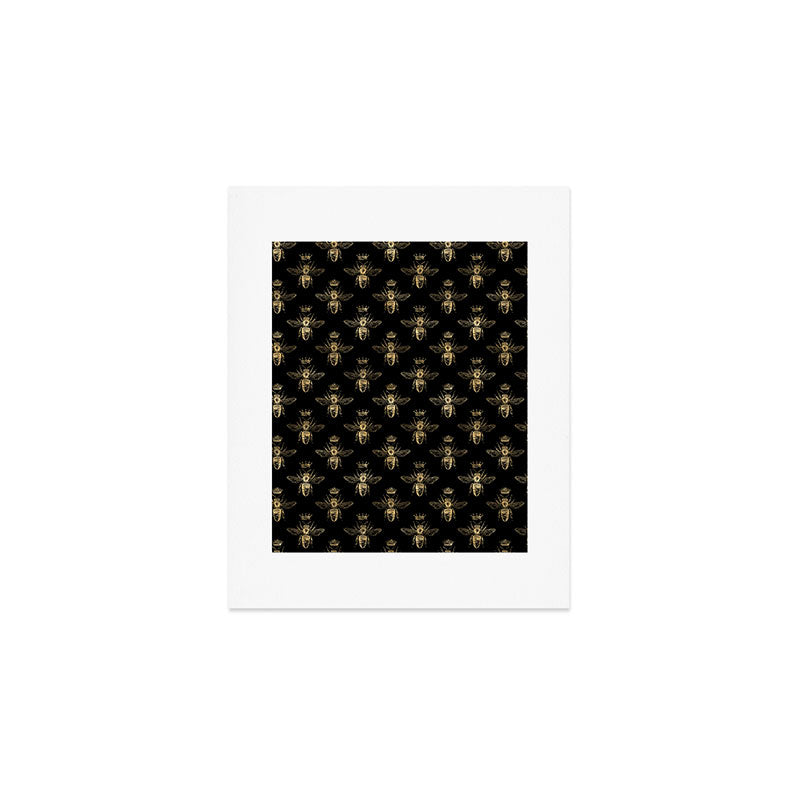 Black & Gold Queen Bee Pattern Art Print Gallery Image 1