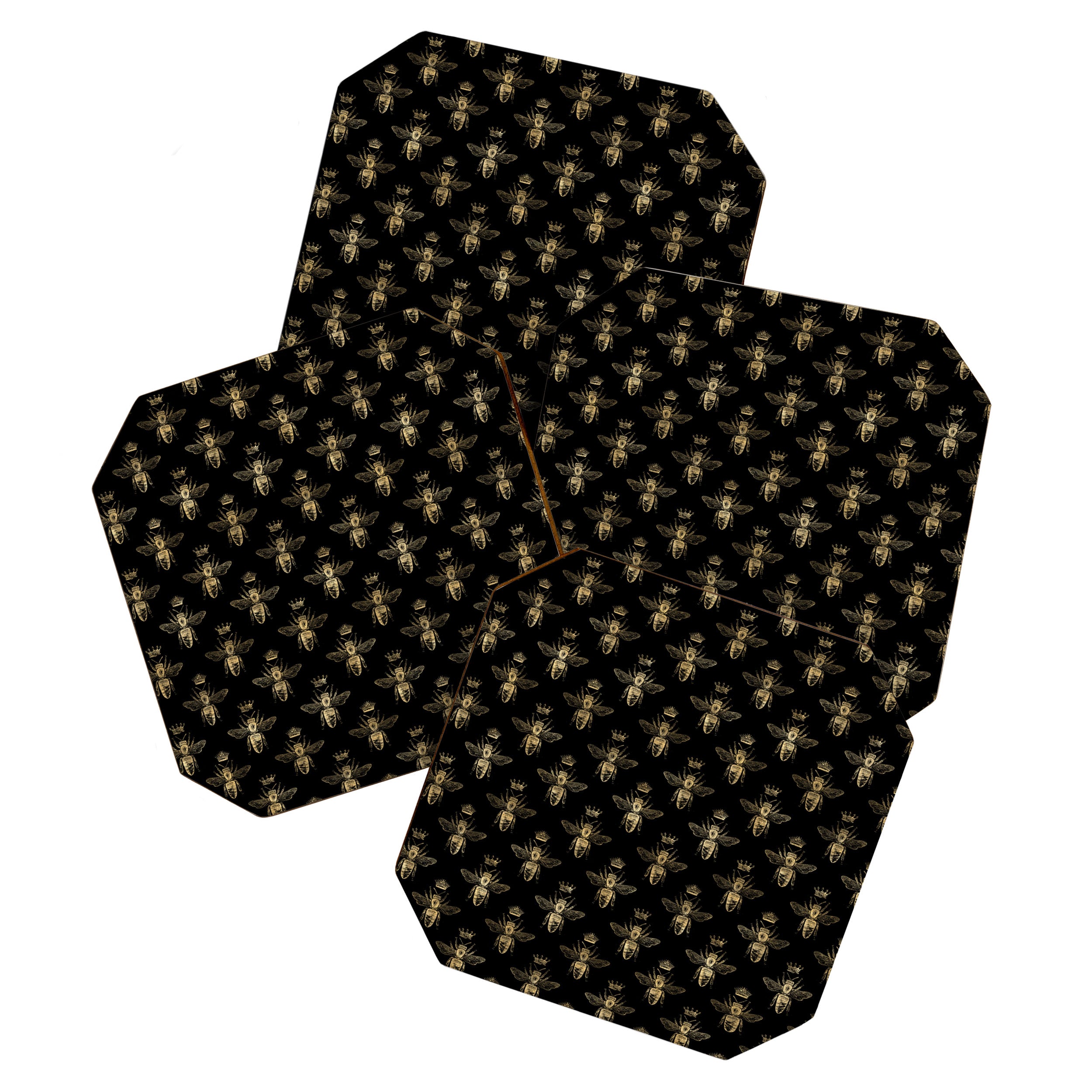 Black & Gold Queen Bee Pattern Coaster Gallery Image 1