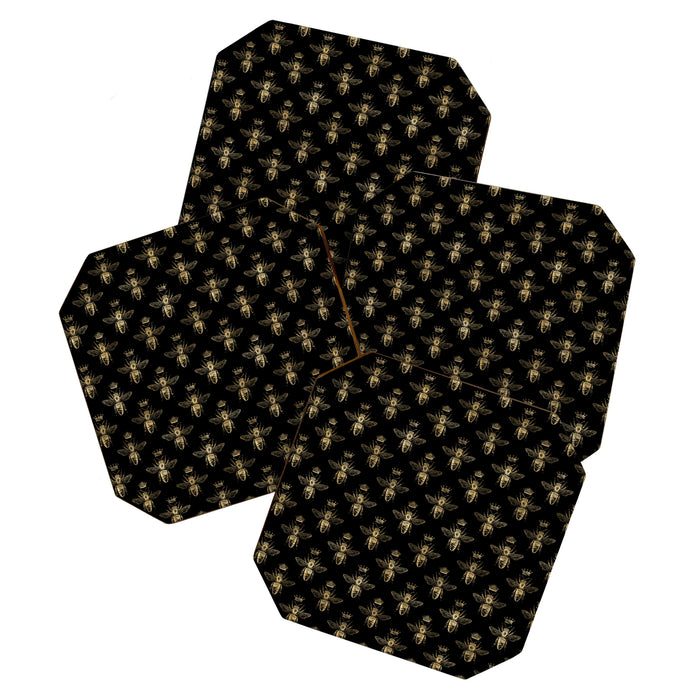 Black & Gold Queen Bee Pattern Coaster Gallery Image 1