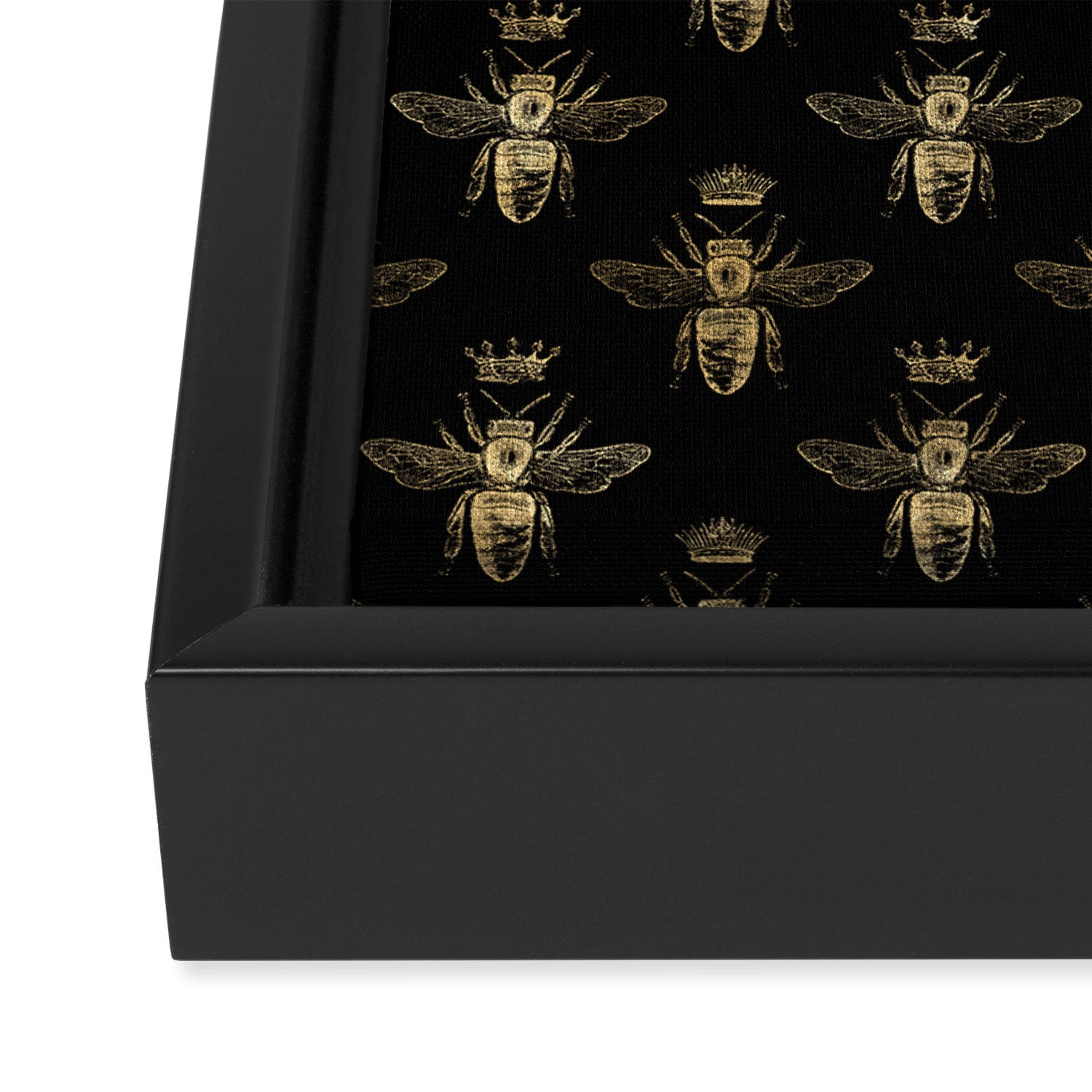 Black & Gold Queen Bee Pattern Framed Canvas Print Gallery Image 3