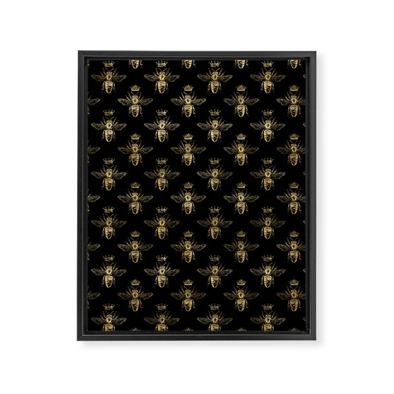 Black & Gold Queen Bee Pattern Framed Canvas Print Gallery Image 8