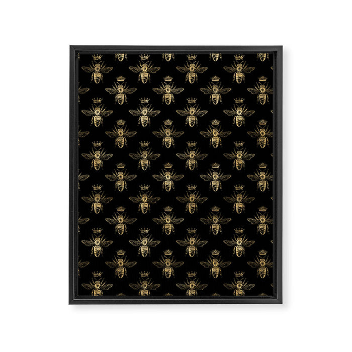 Black & Gold Queen Bee Pattern Framed Canvas Print Gallery Image 1