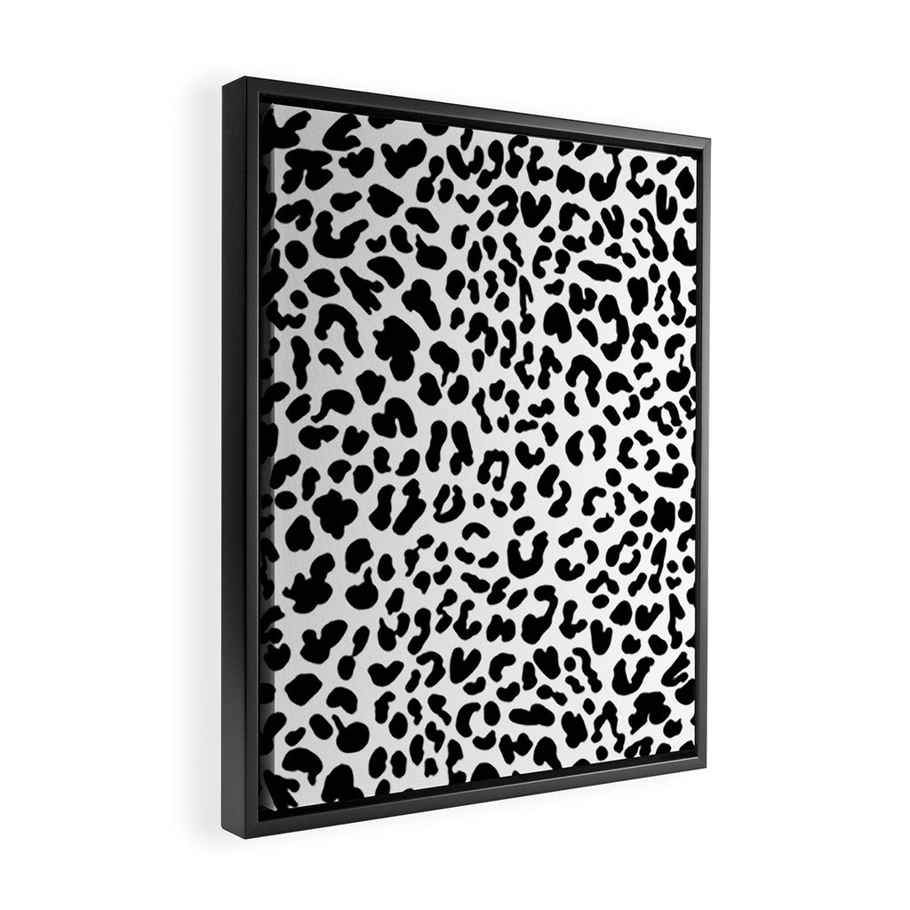 Black & White Leopard Skin Framed Canvas Print Gallery Image 2