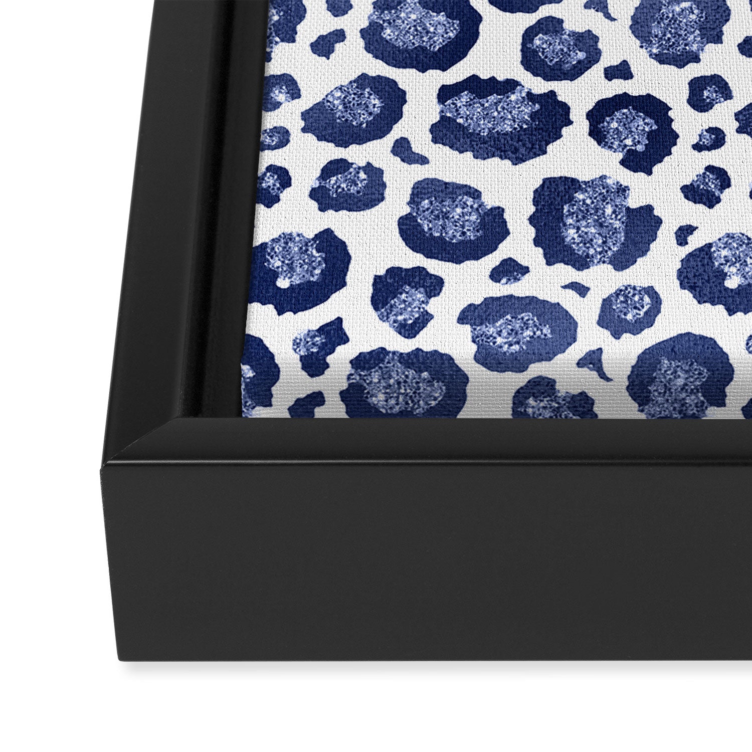Blue & White Leopard Print  Framed Canvas Print Gallery Image 3