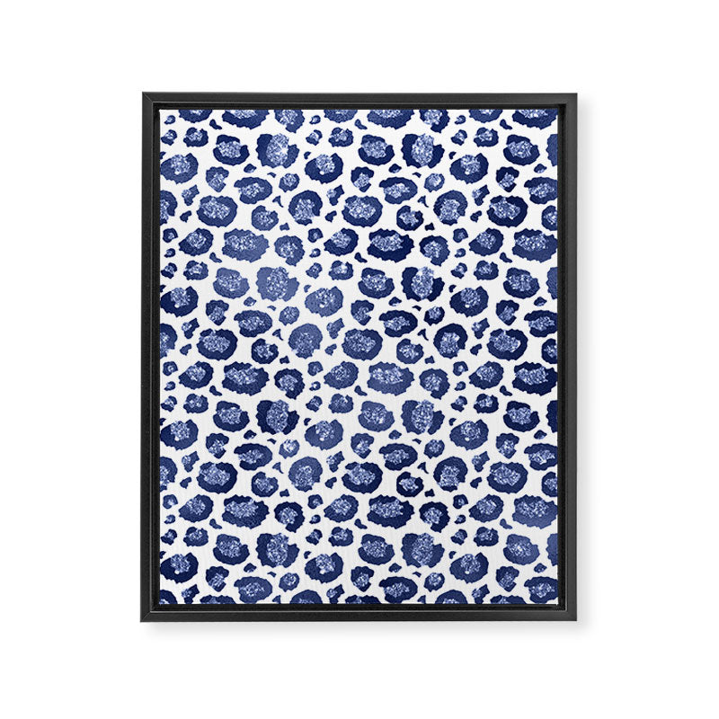 Blue & White Leopard Print  Framed Canvas Print Gallery Image 8