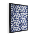 Blue & White Leopard Print  Framed Canvas Print Gallery Image 2