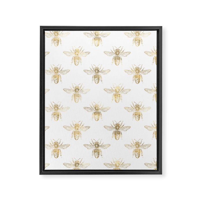 Gold Bee Pattern Framed Canvas Print Gallery Image 1
